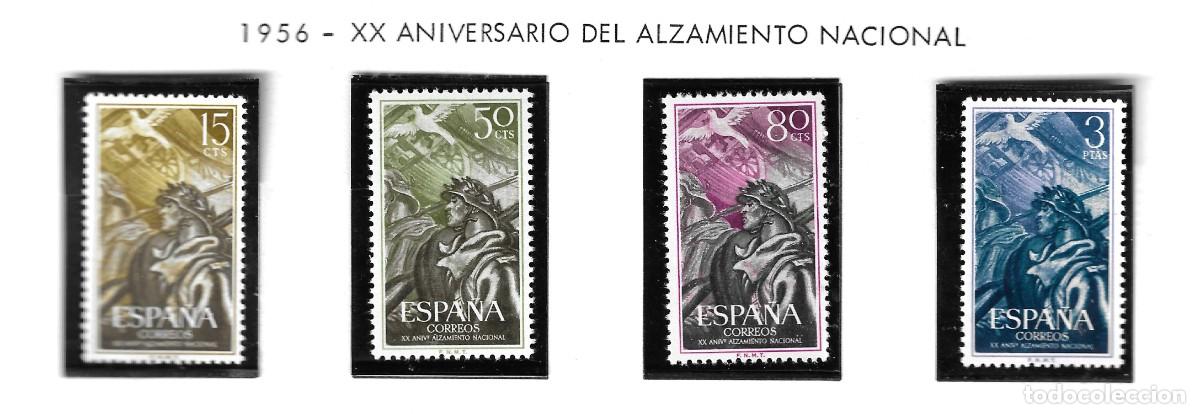 Timbres: EDIFIL 1187 A 1190. 1956. XX ANIVERSARIO DEL ALZAMIENTO. SERIE COMPLETA.