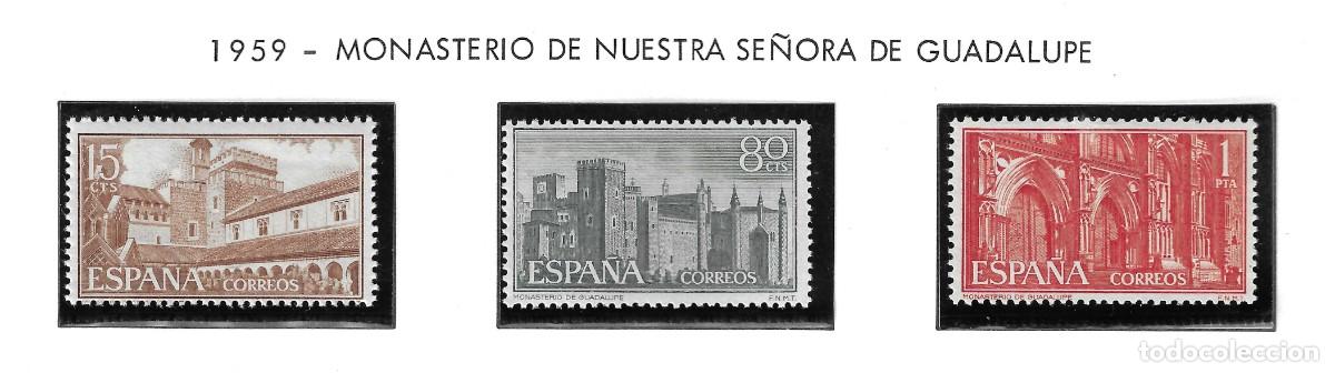 Francobolli: EDIFIL 1250 A 1252. 1959. MONASTERIO DE NUESTRA SE&Ntilde;ORA DE GUADALUPE. SERIE COMPLETA.