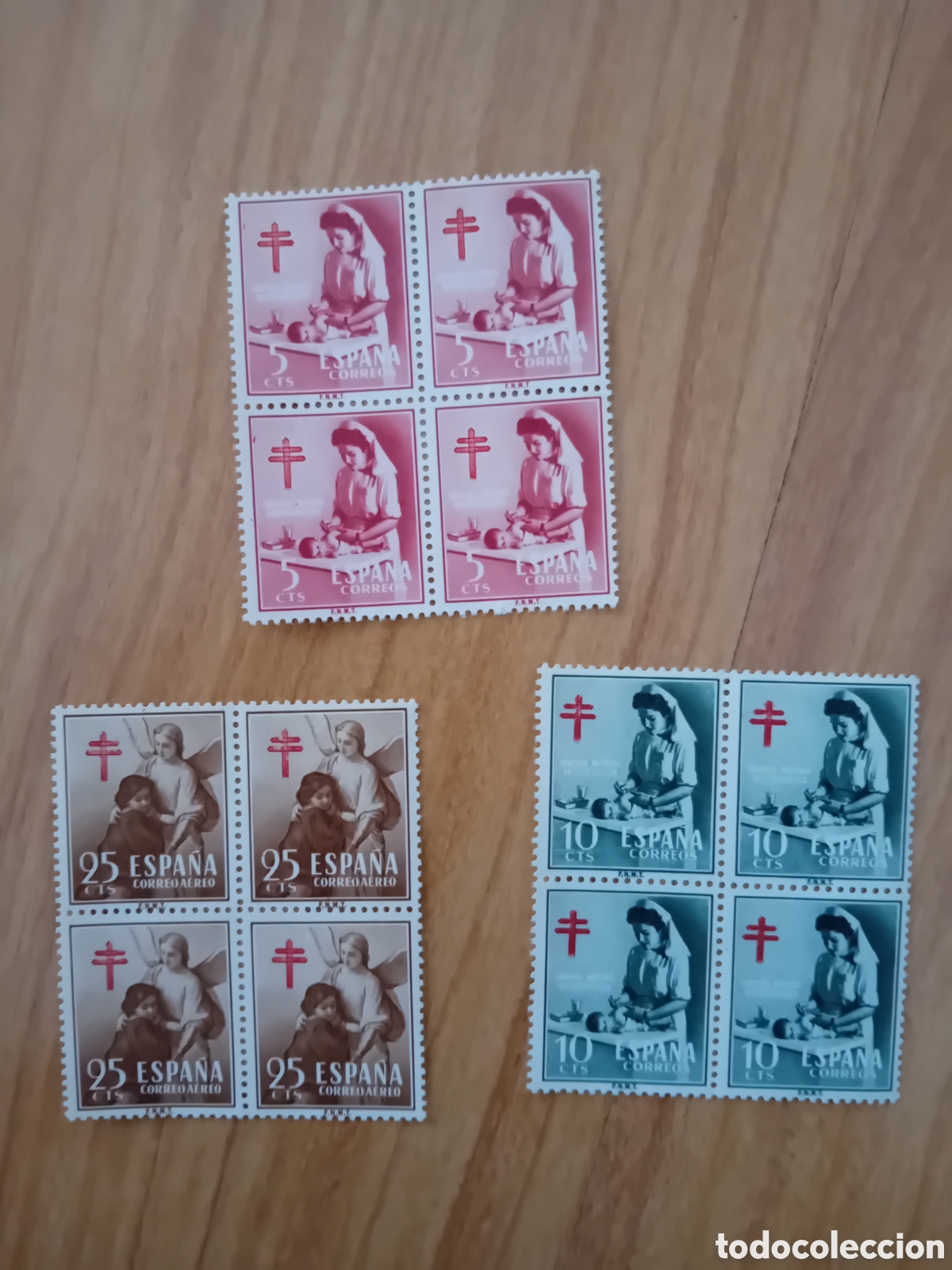 Sellos: SERIE COMPLETA TUBERCULOSIS. 3 BLOQUES DE 4. EDIFIL 1121/3 - Foto 1