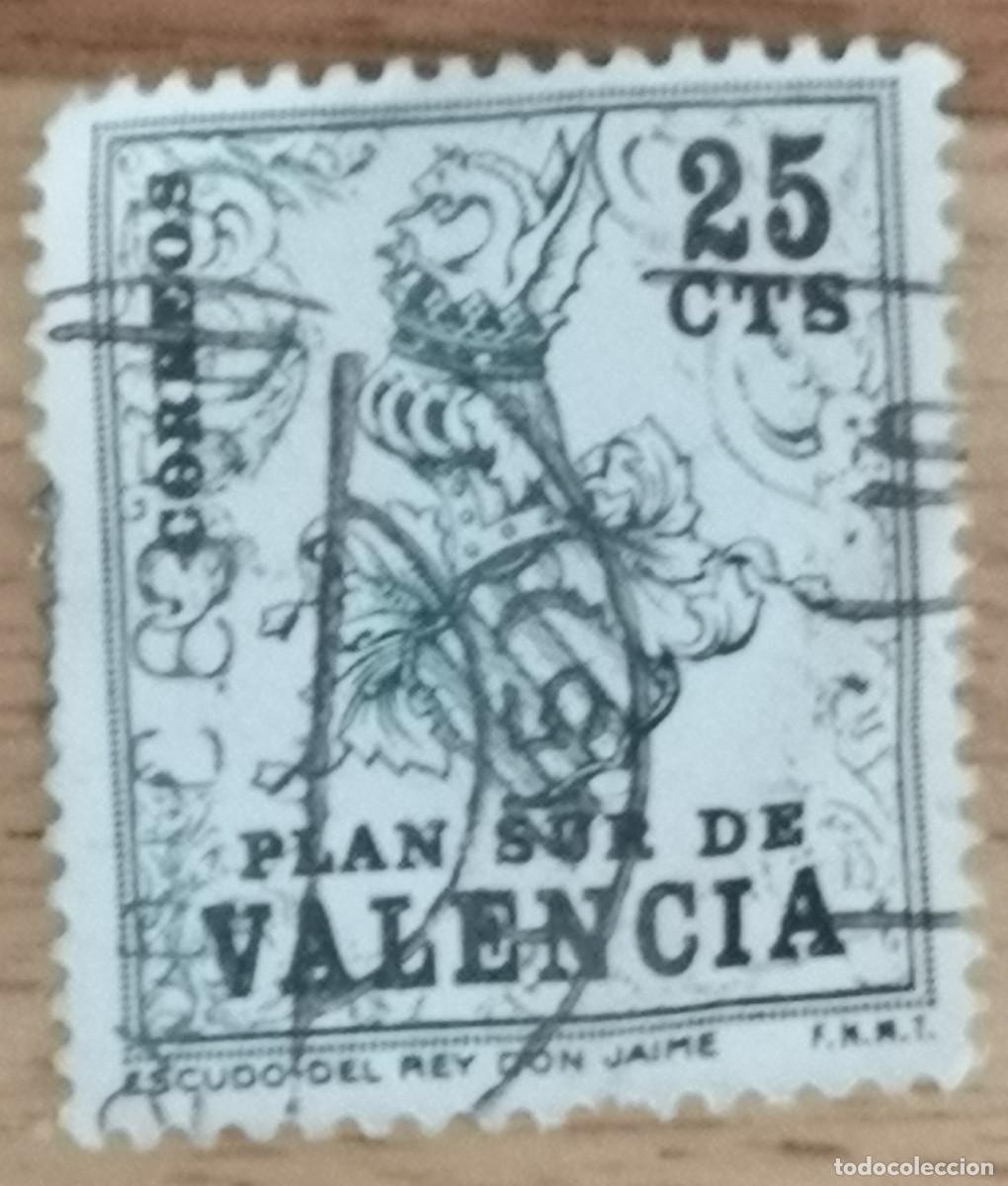 Sellos: USADO 1963 - VALENCIA PLAN SUR - 25 cts. - Edifil 1 - Foto 1