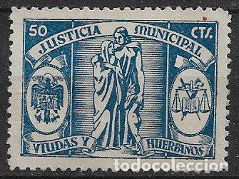 Stamps: Justicia Municipal, Viudas y Hu&eacute;rfanos, 50 cts azul (*)
