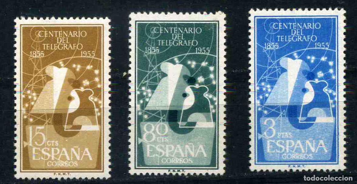 Sellos: Espa&ntilde;a 1955 - I centenarlo del Tel&eacute;grafo . - Foto 1