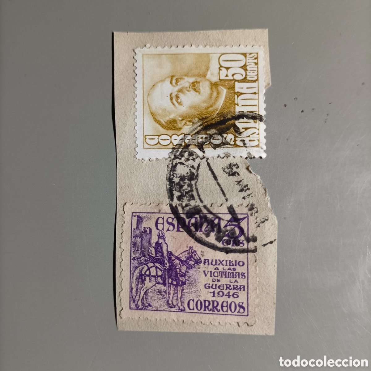 Sellos: LOTE 2 SELLOS ESPA&Ntilde;A, PEGADOS - Foto 1