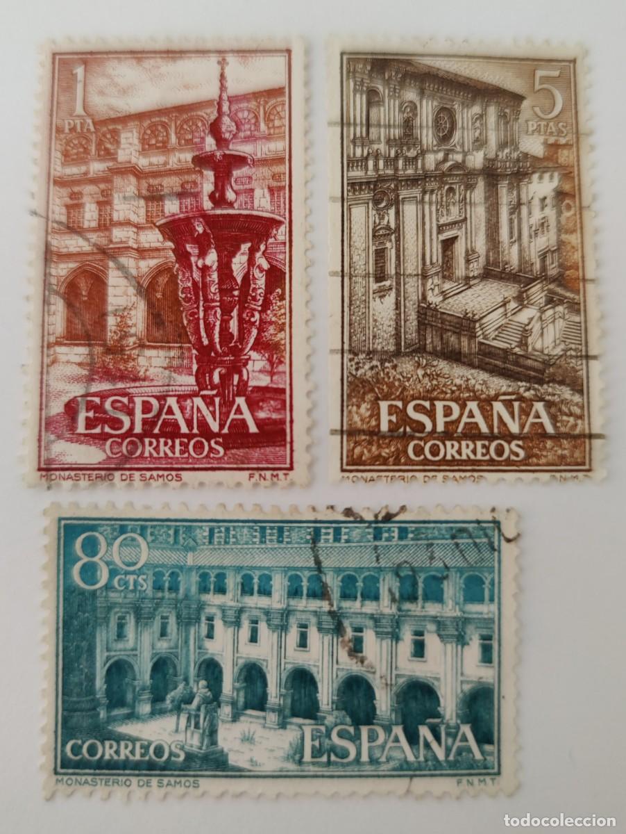 Sellos: 3 Sellos. Espa&ntilde;a. Monasterio de Samos. C.C. A&ntilde;o 1960. - Foto 1