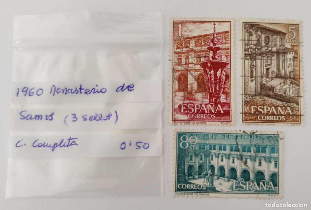 Sellos: 3 Sellos. Espa&ntilde;a. Monasterio de Samos. C.C. A&ntilde;o 1960. - Foto 2