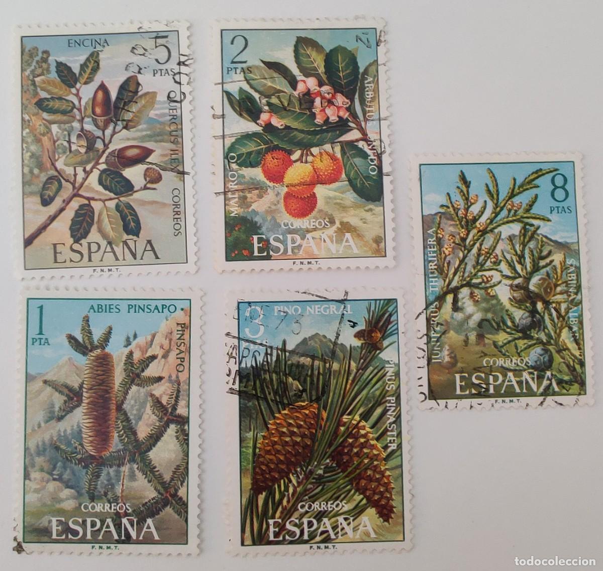 Sellos: 5 Sellos. Espa&ntilde;a. Flora. C.C. A&ntilde;o 1972. - Foto 1