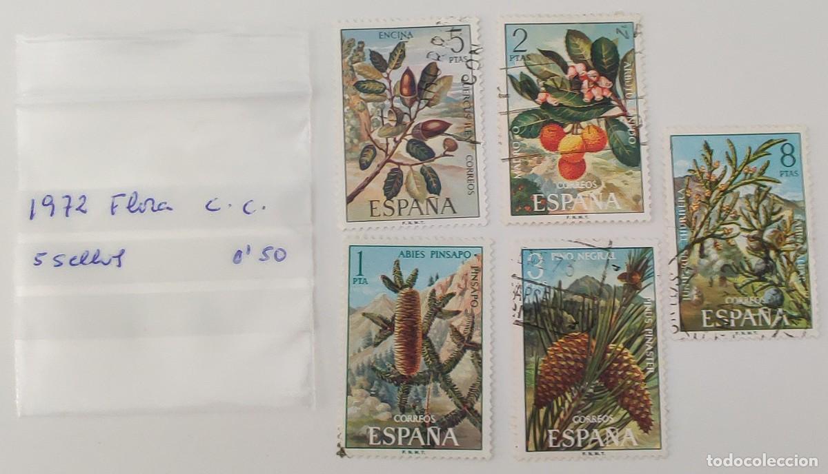 Sellos: 5 Sellos. Espa&ntilde;a. Flora. C.C. A&ntilde;o 1972. - Foto 2
