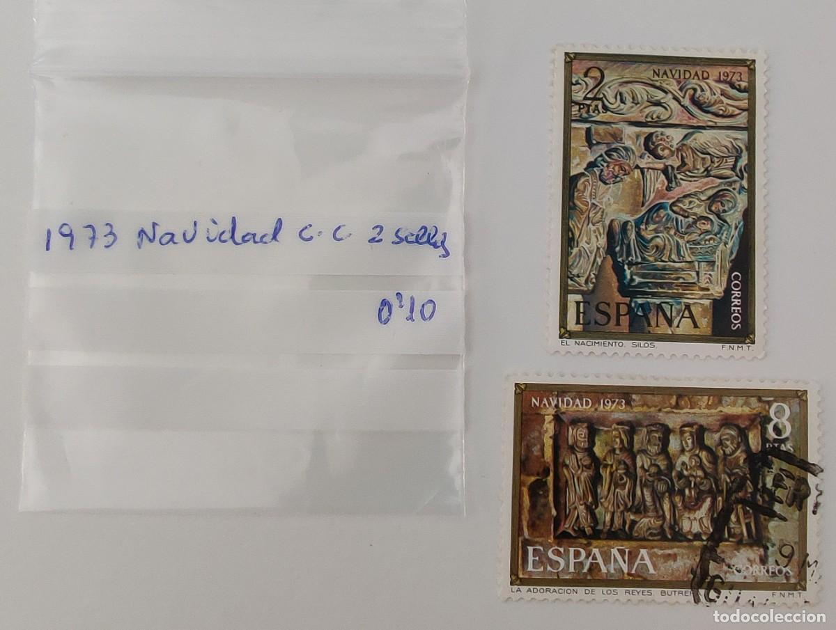 Sellos: 2 Sellos. Espa&ntilde;a. Navidad. C.C. A&ntilde;o 1973. - Foto 2