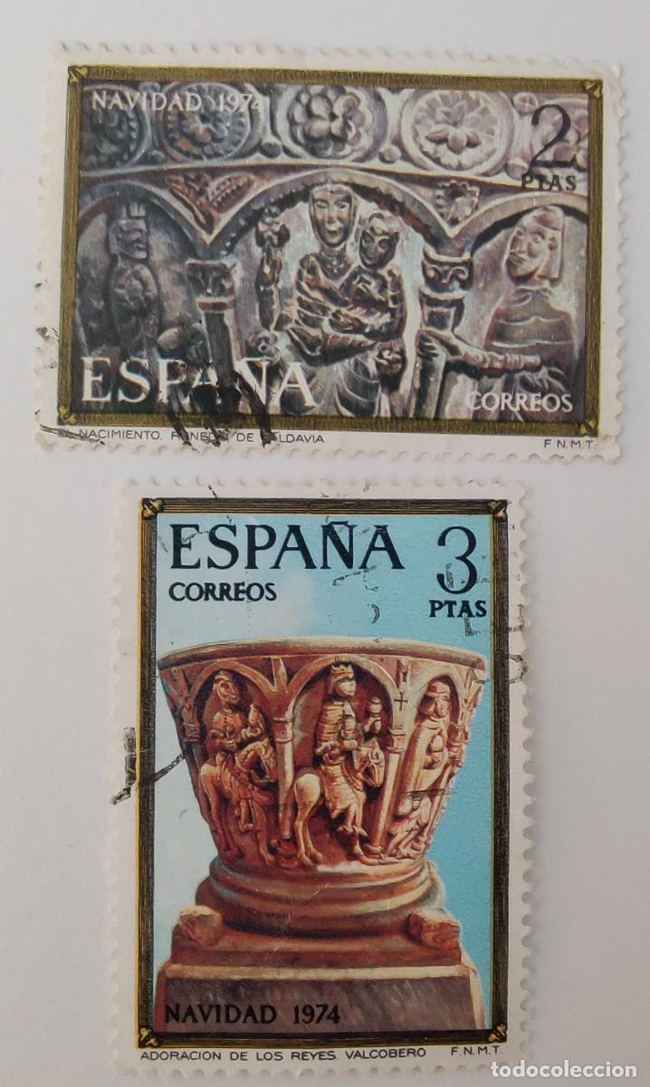 Sellos: 2 Sellos. Espa&ntilde;a. Navidad. C.C. A&ntilde;o 1974. - Foto 1