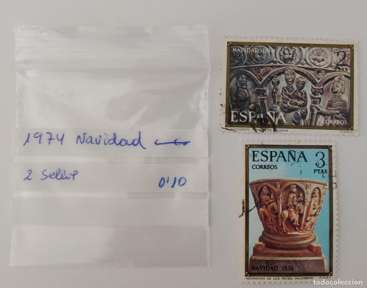 Sellos: 2 Sellos. Espa&ntilde;a. Navidad. C.C. A&ntilde;o 1974. - Foto 2
