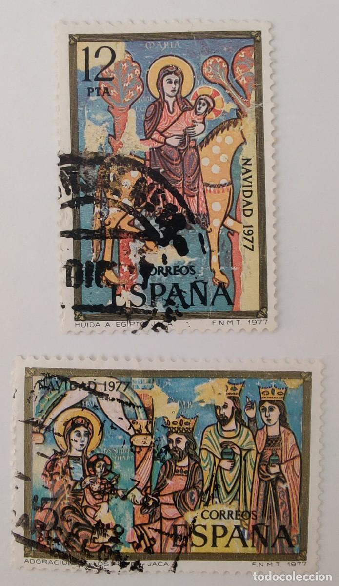 Sellos: 2 Sellos. Espa&ntilde;a. Navidad. C.C. A&ntilde;o 1977. - Foto 1