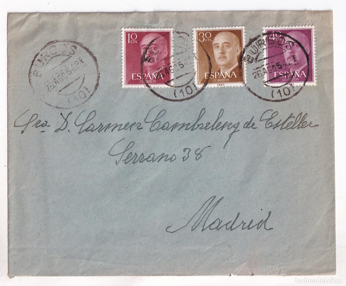 Sellos: SOBRE. BURGOS A MADRID. 1954 - Foto 1