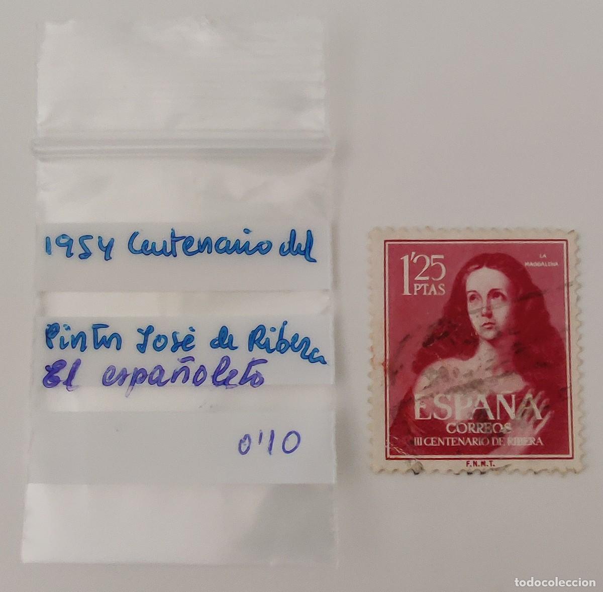 Sellos: Sello. Espa&ntilde;a. Centenario del pintor Jose Ribera. A&ntilde;o 1954. - Foto 2