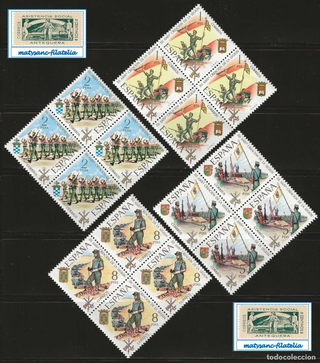 Sellos: ESPA&Ntilde;A 1971. EDIFIL 2043/2046. SERIE COMPLETA EN BLOQUE DE 4 &rdquo;L ANIVERSARIO DE LA LEGI&Oacute;N&rdquo;. MNH***