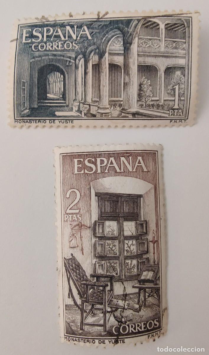 Sellos: 2 Sellos. Espa&ntilde;a. Monasterio de Yuste. A&ntilde;o 1965. - Foto 1