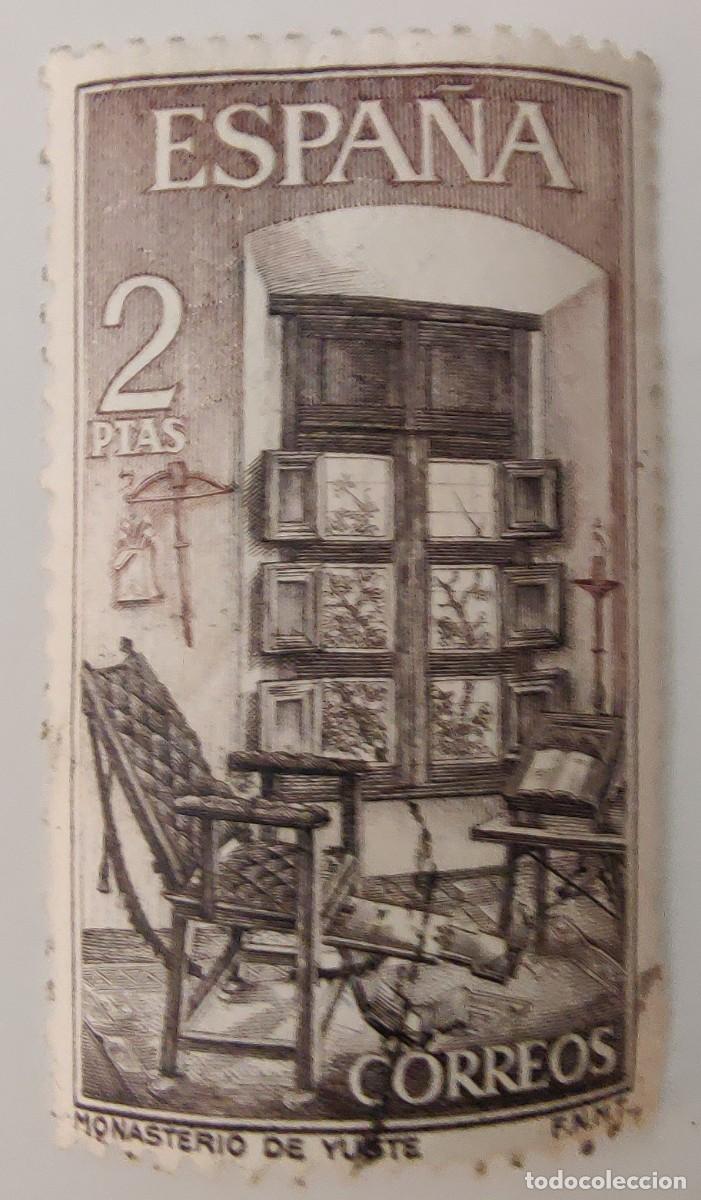 Sellos: 2 Sellos. Espa&ntilde;a. Monasterio de Yuste. A&ntilde;o 1965. - Foto 4