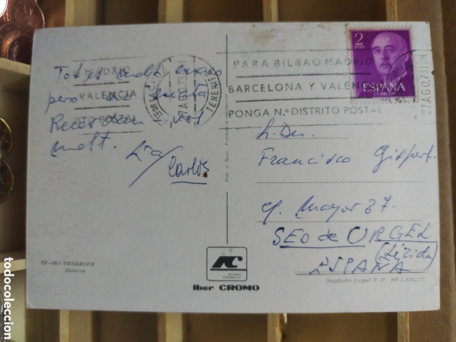 Sellos: POSTAL CON SELLO a&ntilde;o 1973 - Foto 2
