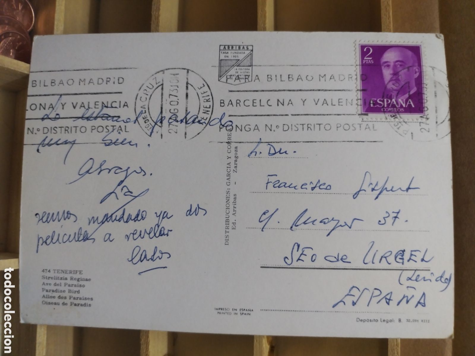 Sellos: POSTAL CON SELLO a&ntilde;o 1973 - Foto 2