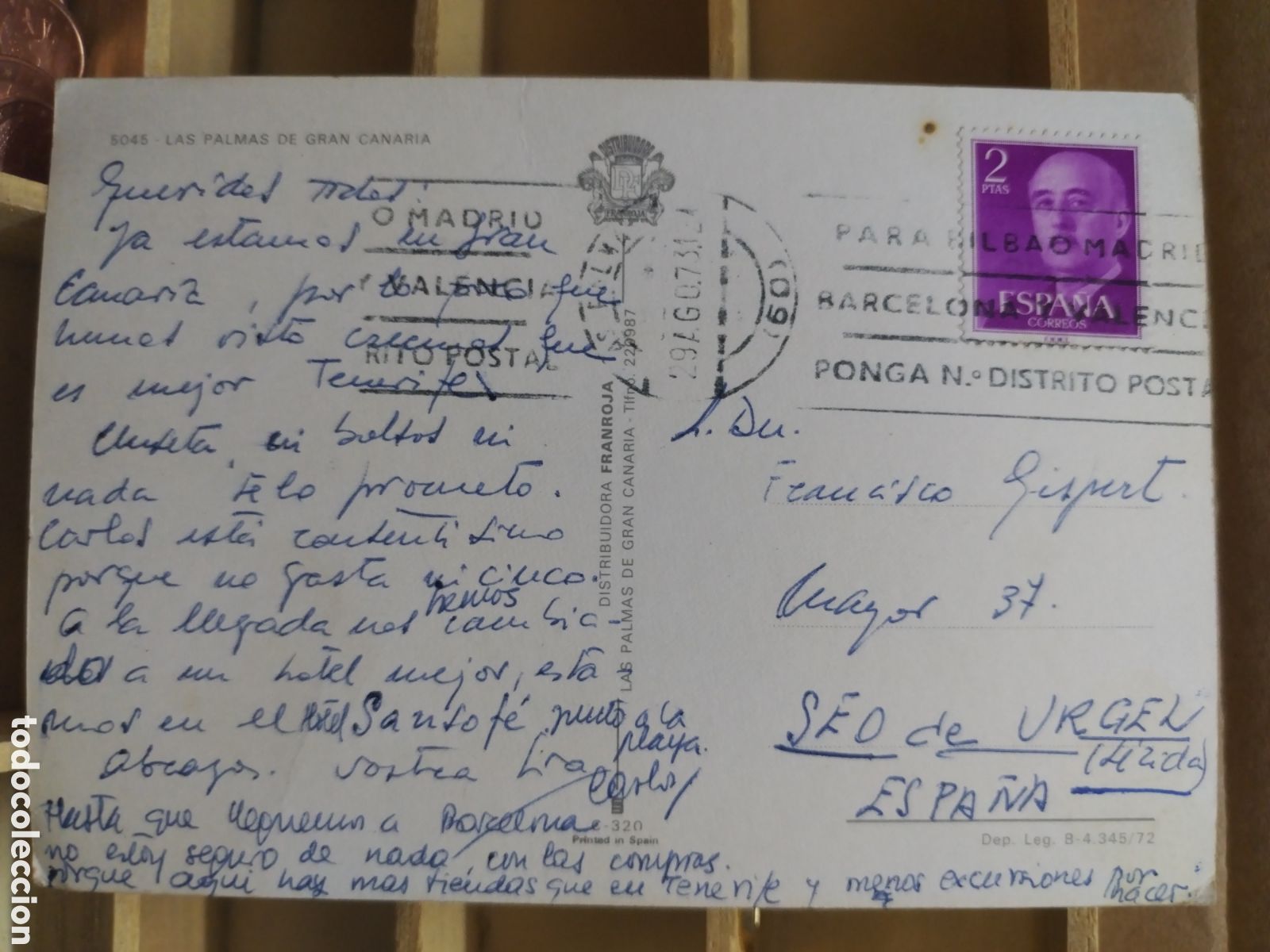 Sellos: POSTAL CON SELLO a&ntilde;o 1973 - Foto 2
