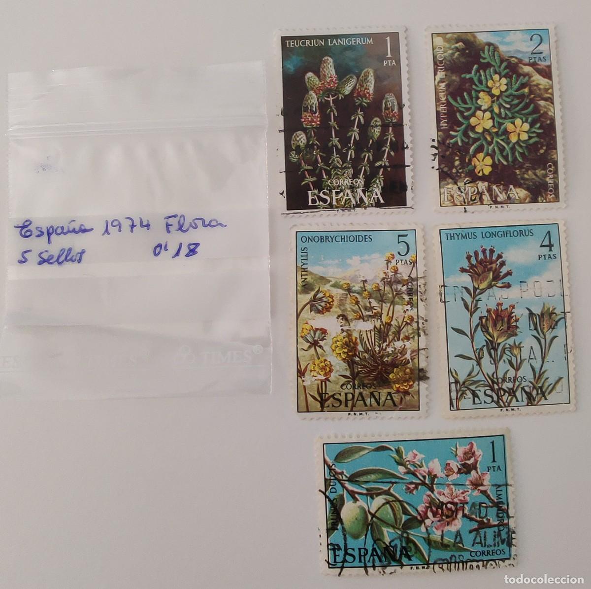 Sellos: 5 Sellos. Espa&ntilde;a. Flora. A&ntilde;o 1974. - Foto 2