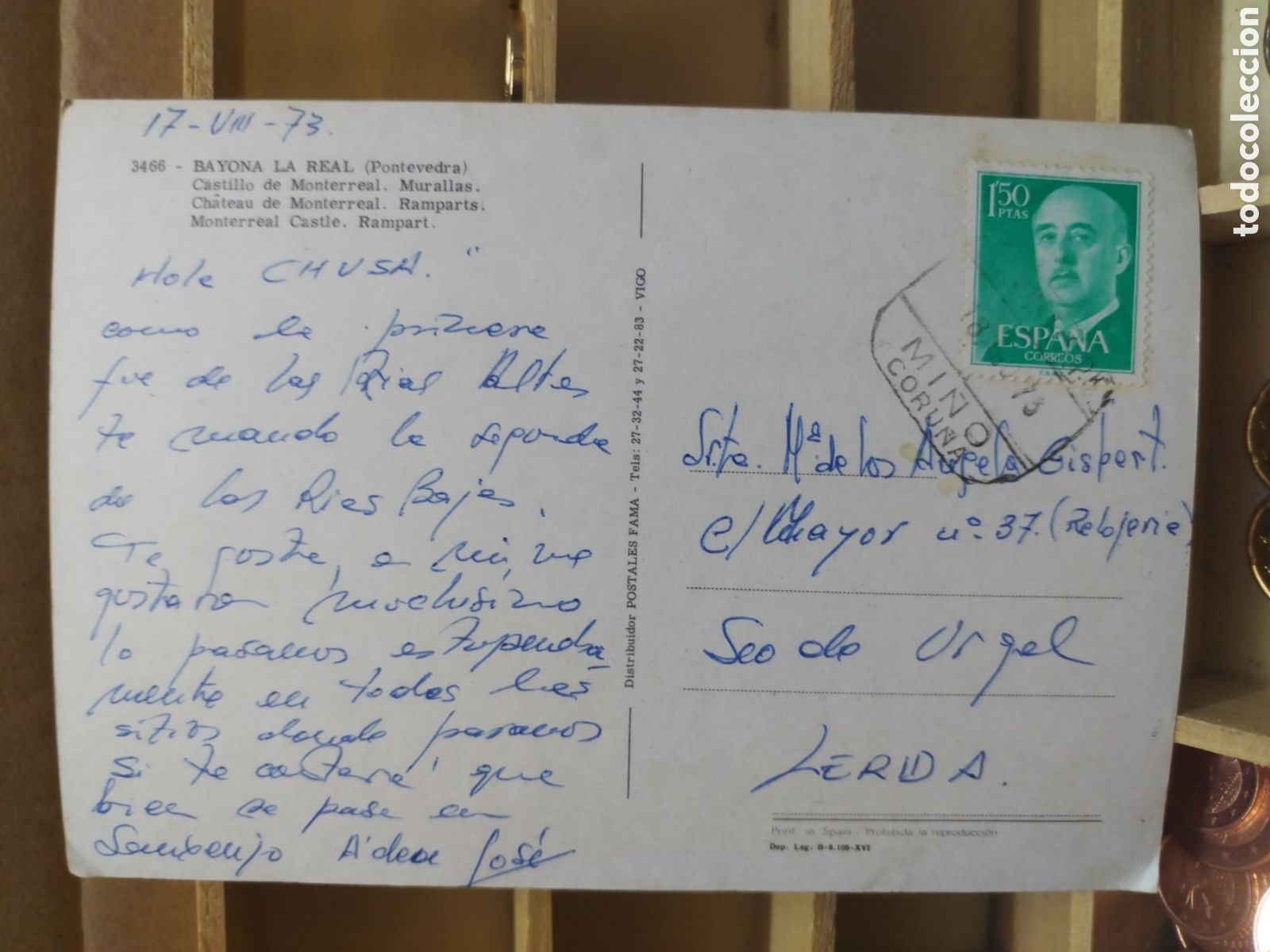 Sellos: POSTAL DE ESPA&Ntilde;A CON SELLO a&ntilde;o 1973 - Foto 2