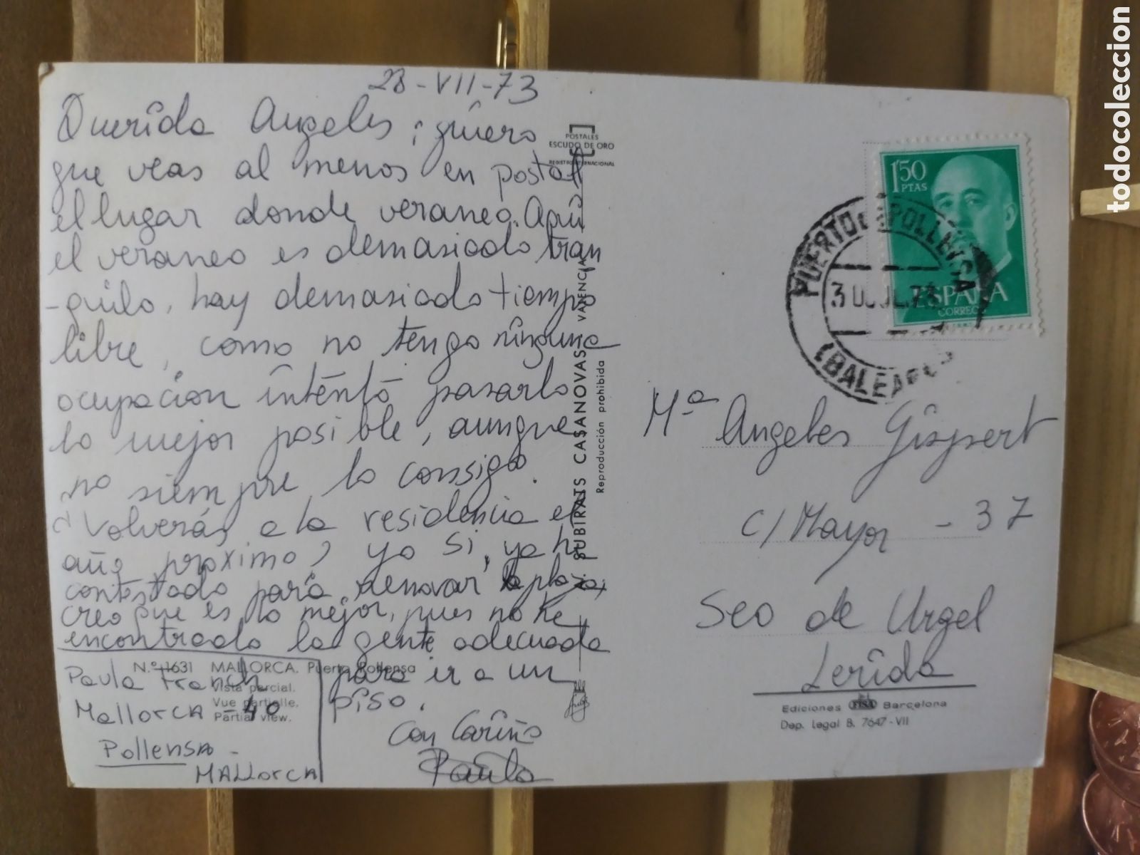 Sellos: POSTAL DE ESPA&Ntilde;A CON SELLO a&ntilde;o 1973 - Foto 2