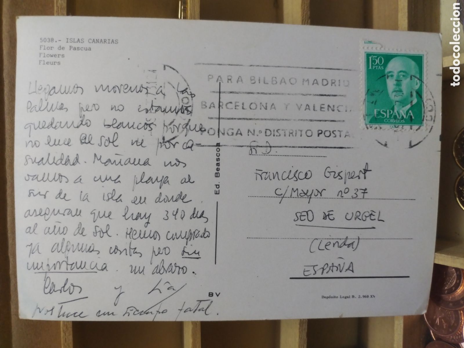 Sellos: POSTAL CON SELLO a&ntilde;o 1973 - Foto 2