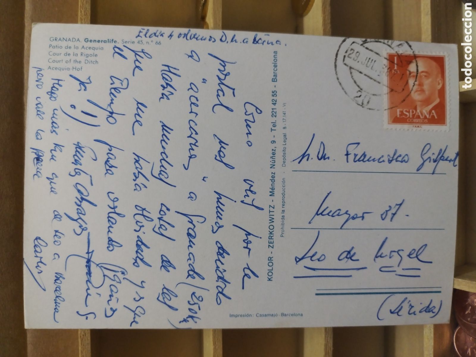 Sellos: POSTAL CON SELLO DE ESPA&Ntilde;A a&ntilde;o 70 - Foto 2