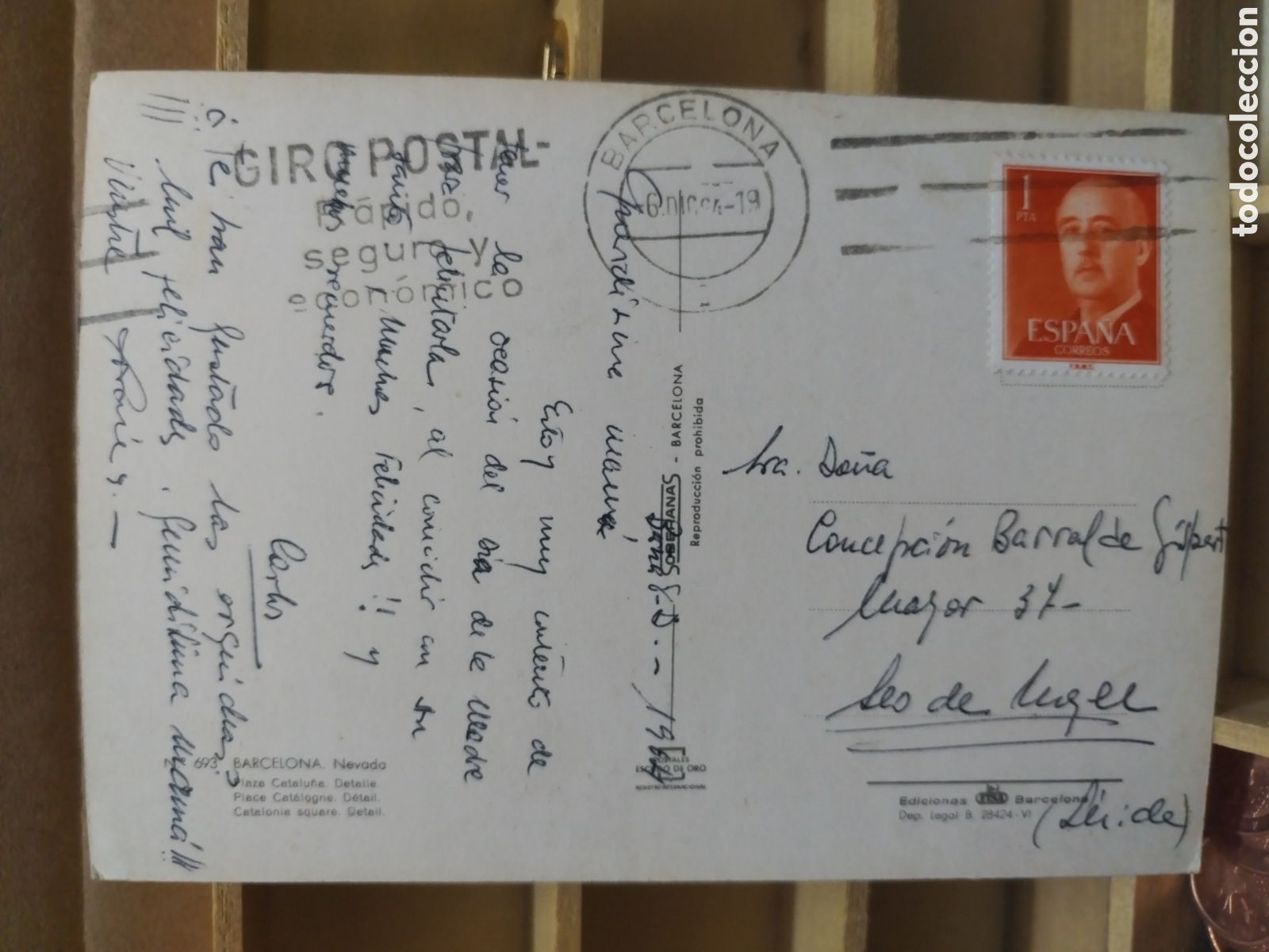 Sellos: POSTAL CON SELLO DE ESPA&Ntilde;A a&ntilde;o 1964 - Foto 2