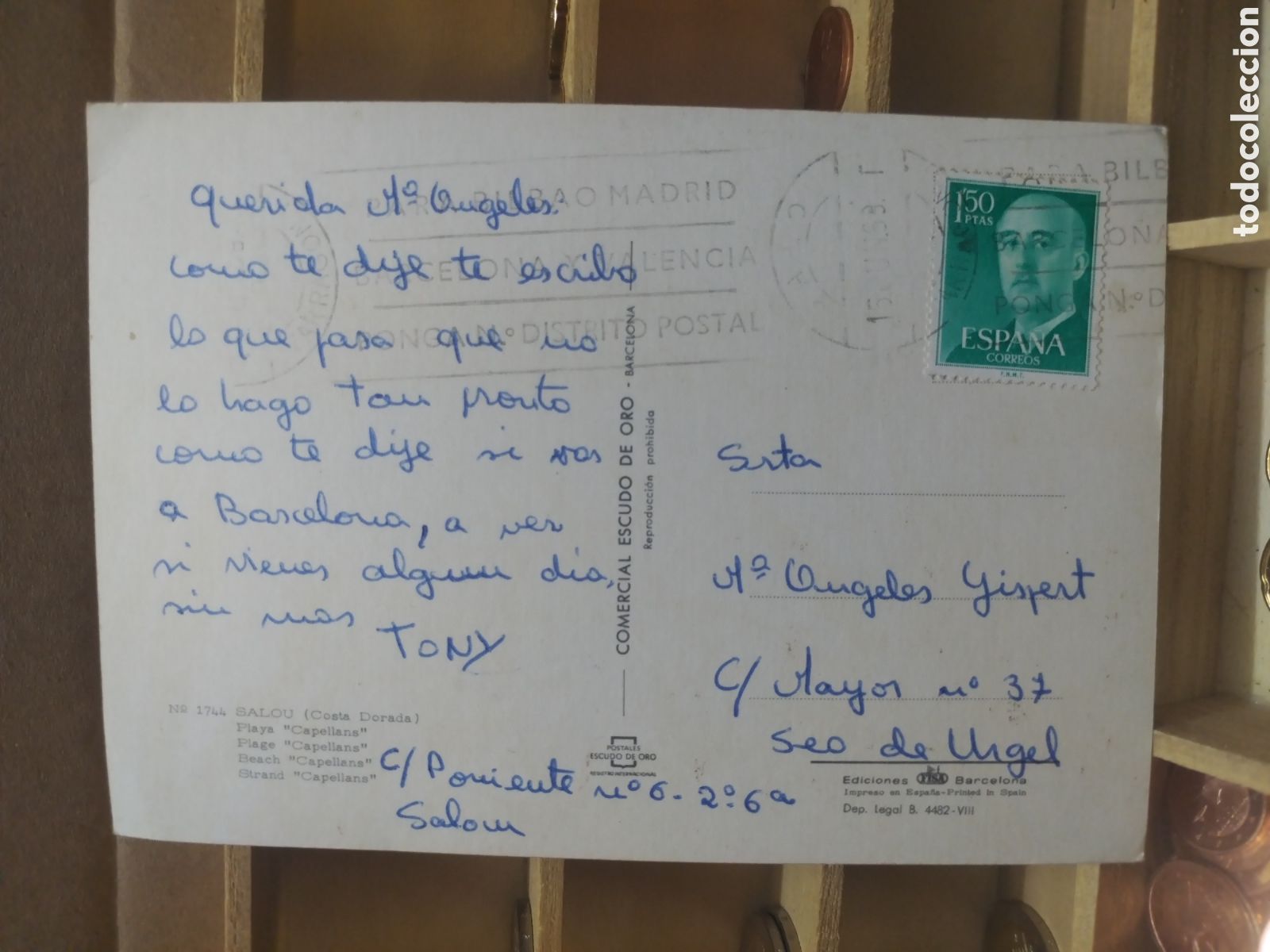 Sellos: POSTAL CON SELLO DE ESPA&Ntilde;A a&ntilde;o 1963 - Foto 2