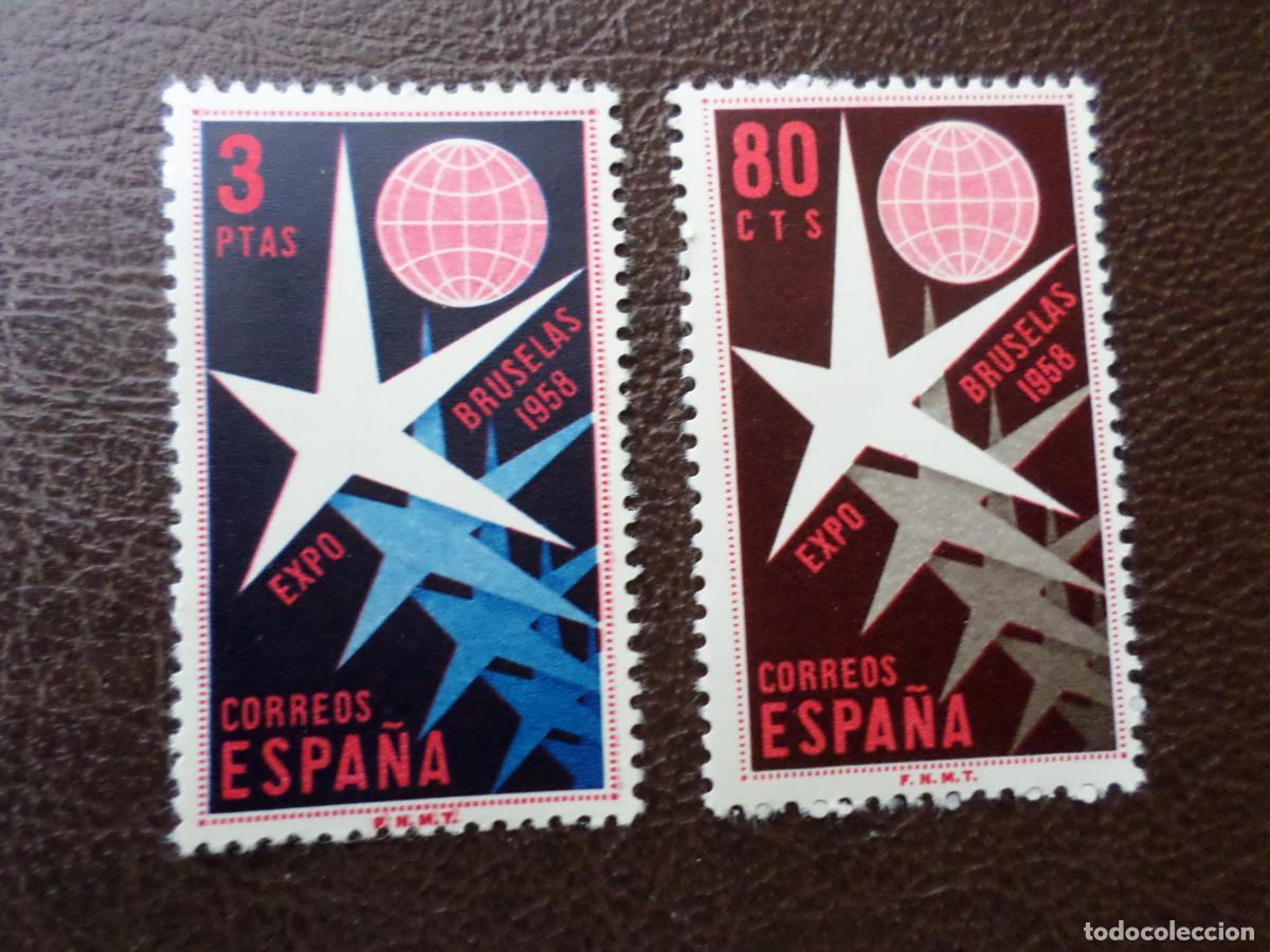 Sellos: 1958, exposicion de bruselas, edifil 1220/21 - Foto 1