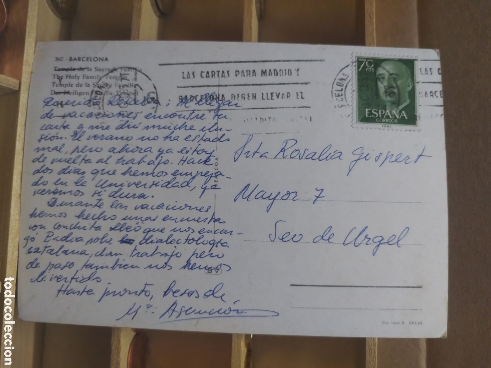 Sellos: POSTAL CON SELLO a&ntilde;o 1965 - Foto 2