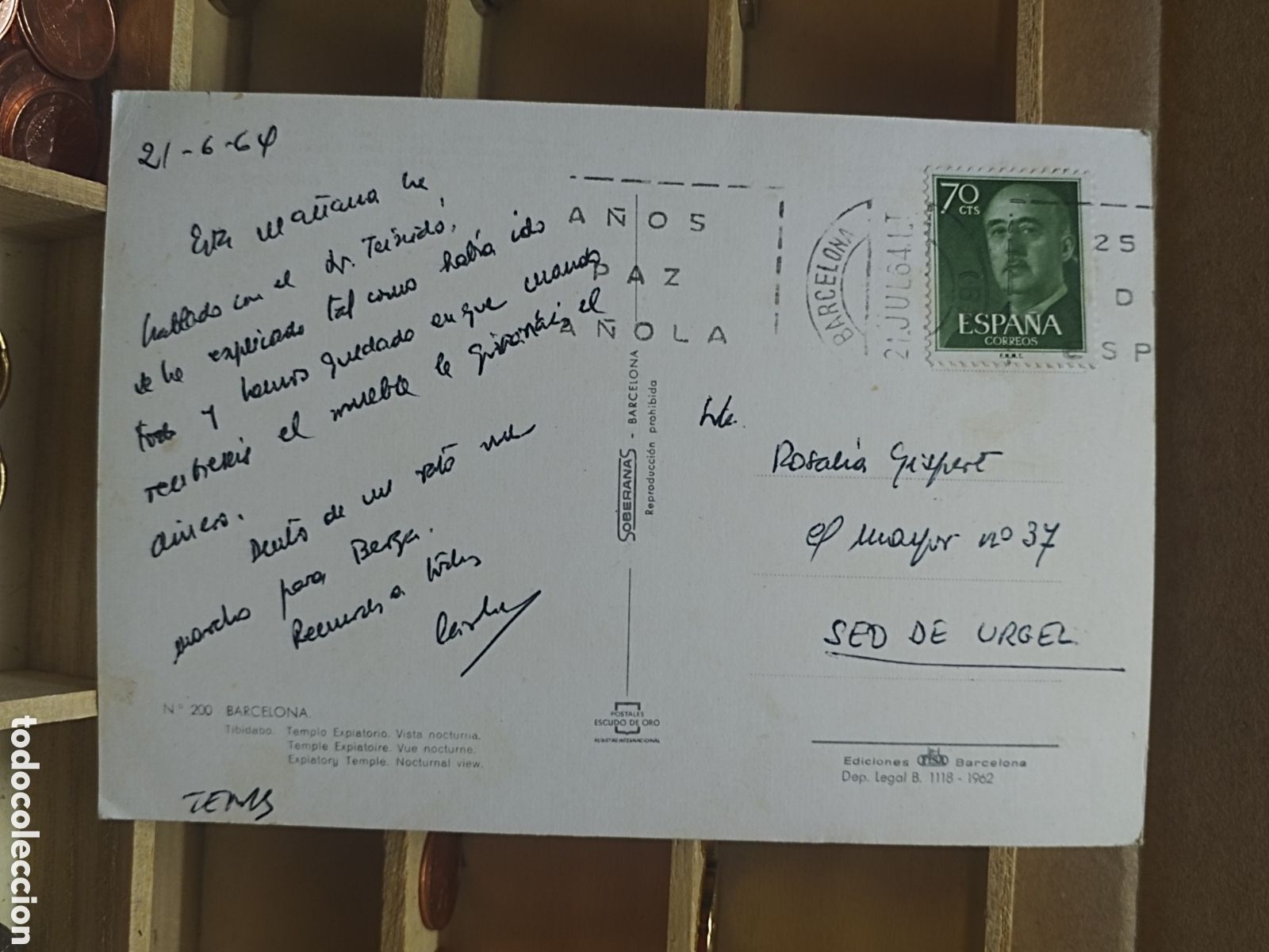 Sellos: POSTAL CON SELLO a&ntilde;o 1964 - Foto 2