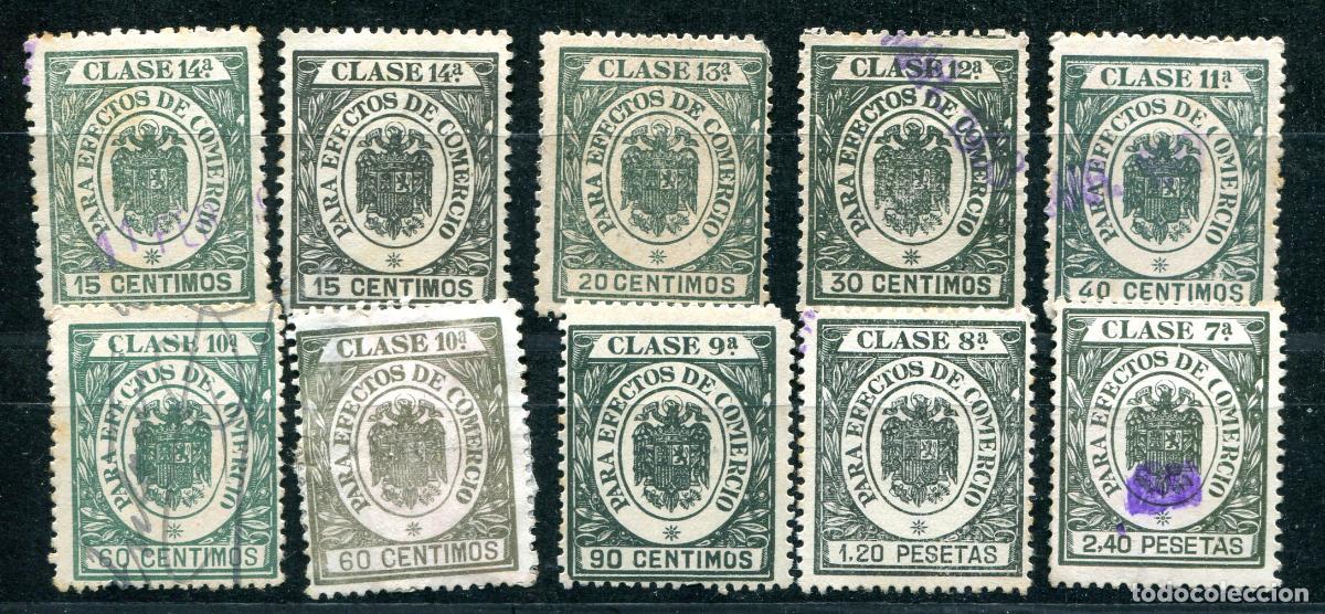 Sellos: 10 p&oacute;lizas para efectos de comercio. Ver descripci&oacute;n - Foto 1