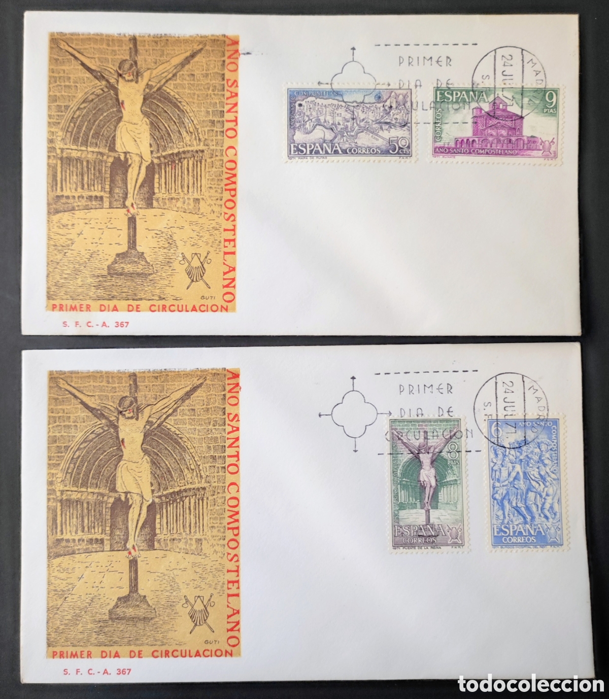 Sellos: Espa&ntilde;a. 1971. A&ntilde;o Santo Compostelano - Foto 2