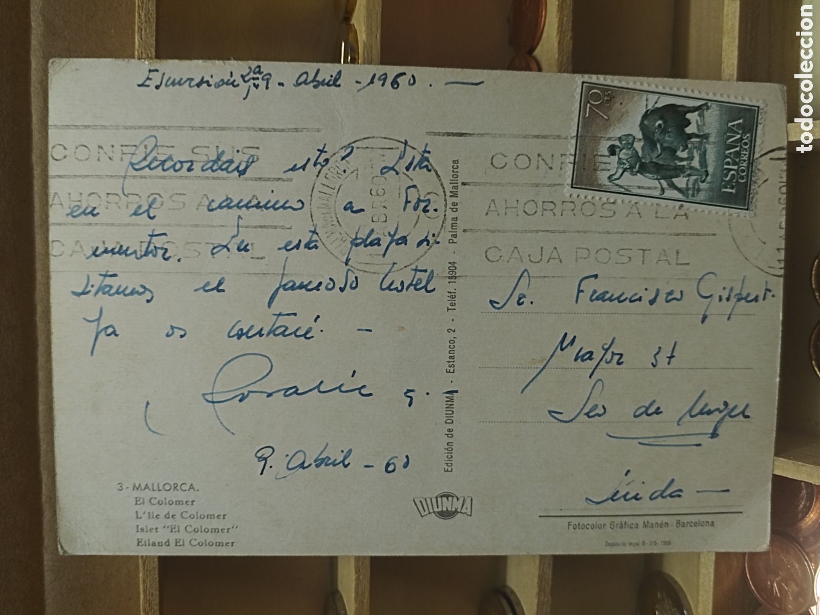 Sellos: POSTAL CON SELLO a&ntilde;o 1960 - Foto 2