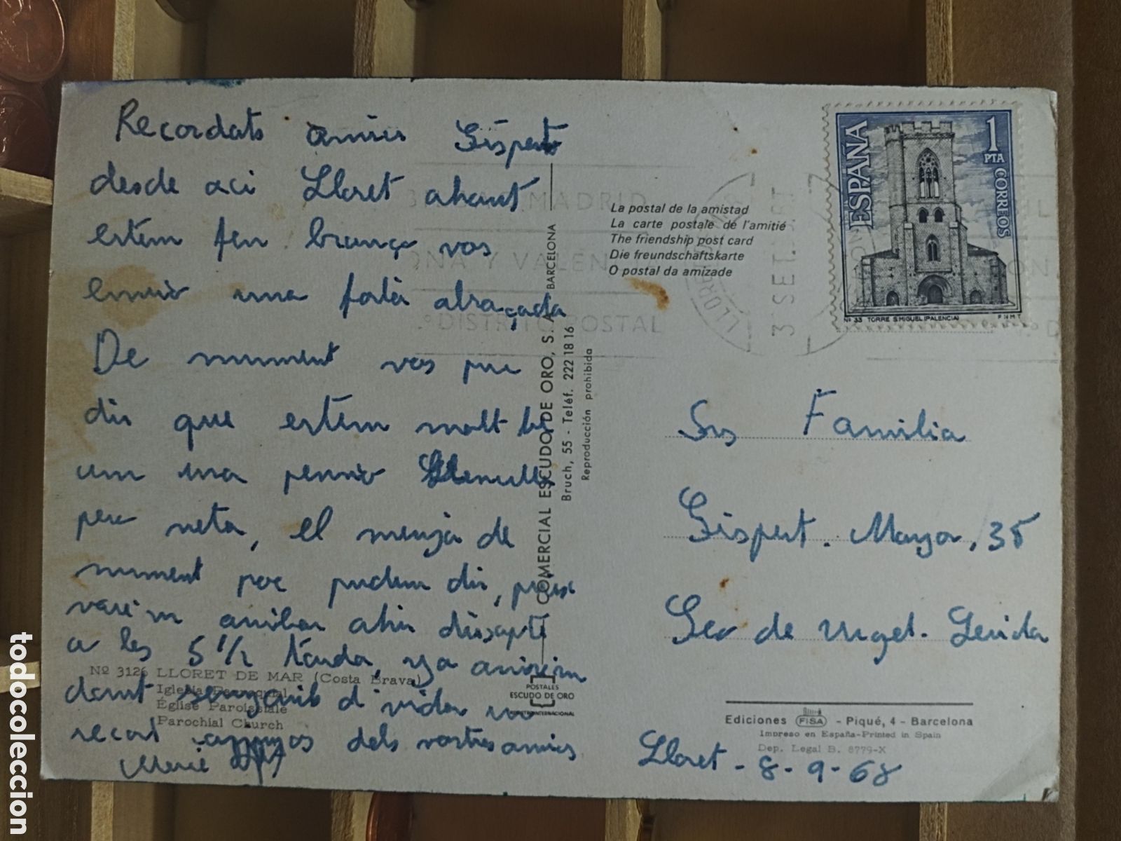 Sellos: POSTAL CON SELLO DE ESPA&Ntilde;A a&ntilde;o 1968 - Foto 2