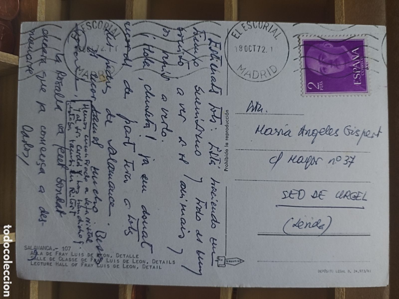 Sellos: POSTAL CON SELLO DE ESPA&Ntilde;A a&ntilde;o 1972 - Foto 2
