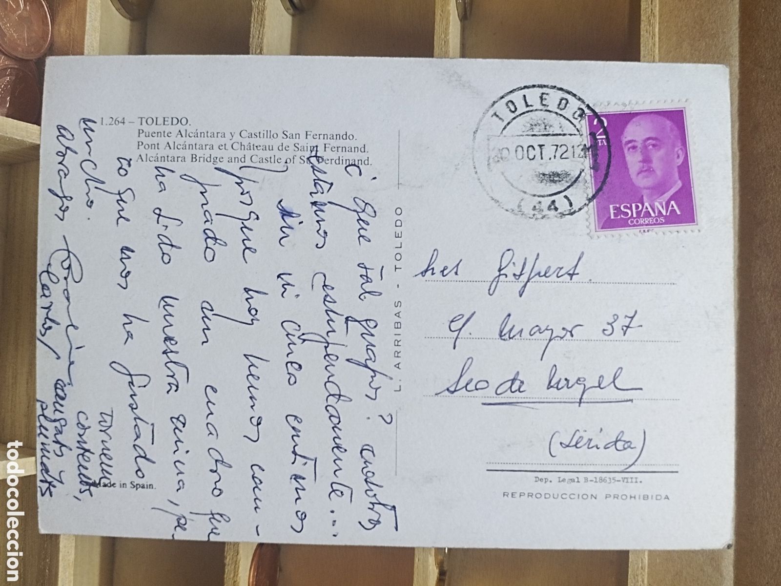 Sellos: POSTAL CON SELLO DE ESPA&Ntilde;A a&ntilde;o 1972 - Foto 2