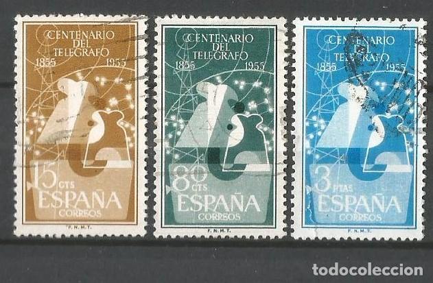 Sellos: ESPA&Ntilde;A - 1955 - CENTENARIO DEL TEL&Eacute;GRAFO - SERIE COMPLETA USADA - Foto 1