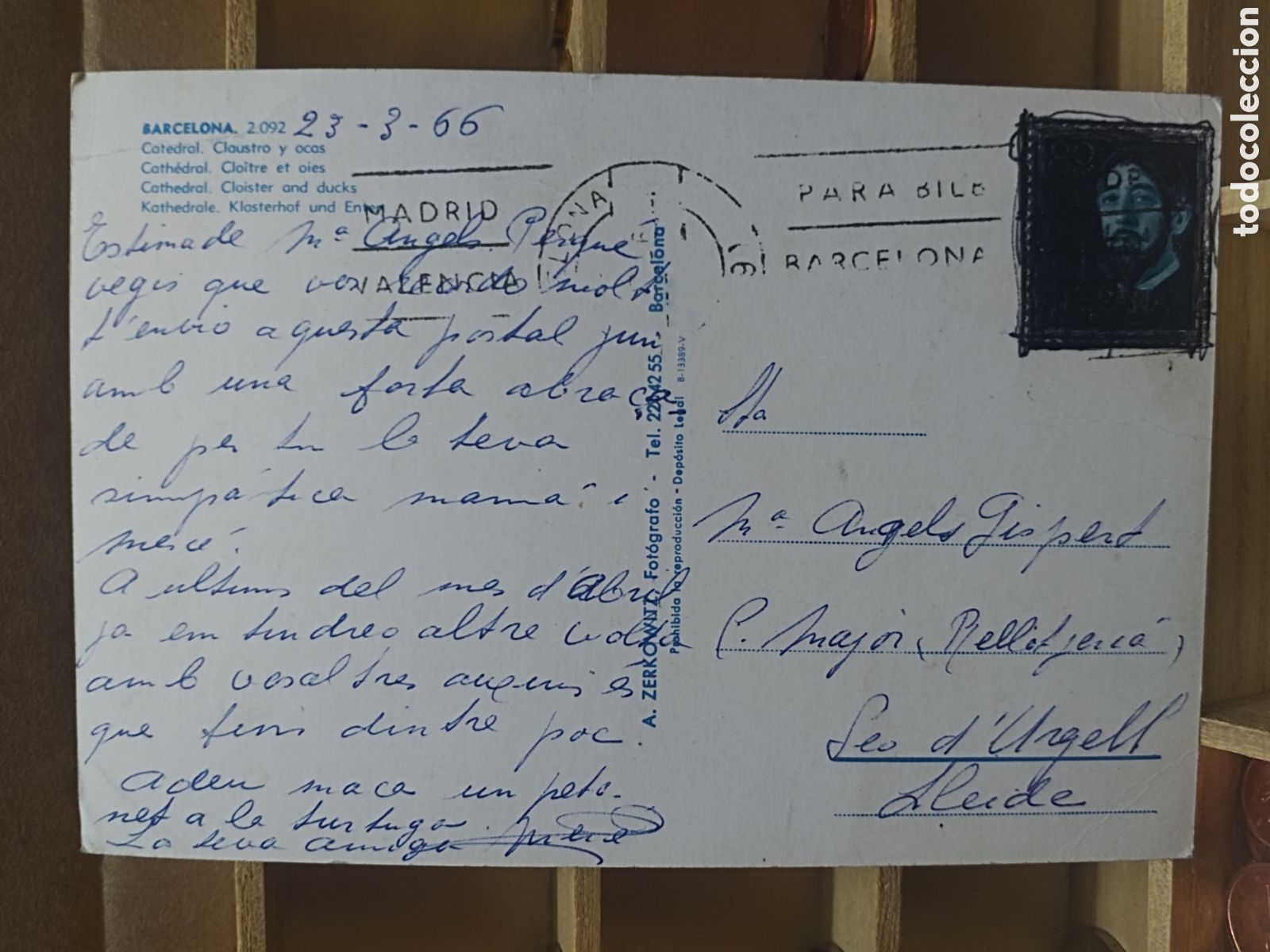 Sellos: POSTAL CON SELLO a&ntilde;o 1960 - Foto 2