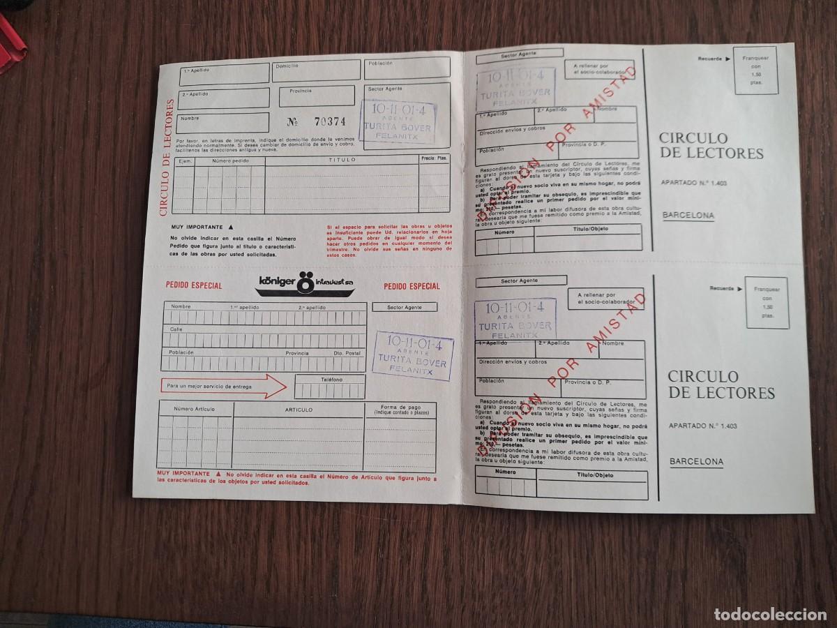 Sellos: tarjeta postal, hoja pedido librer&iacute;a, c&iacute;rculo de lectores. - Foto 2