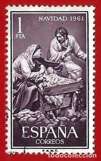 Sellos: Espa&ntilde;a. Spain. 1961. Edifil # 1400. Navidad - Foto 1
