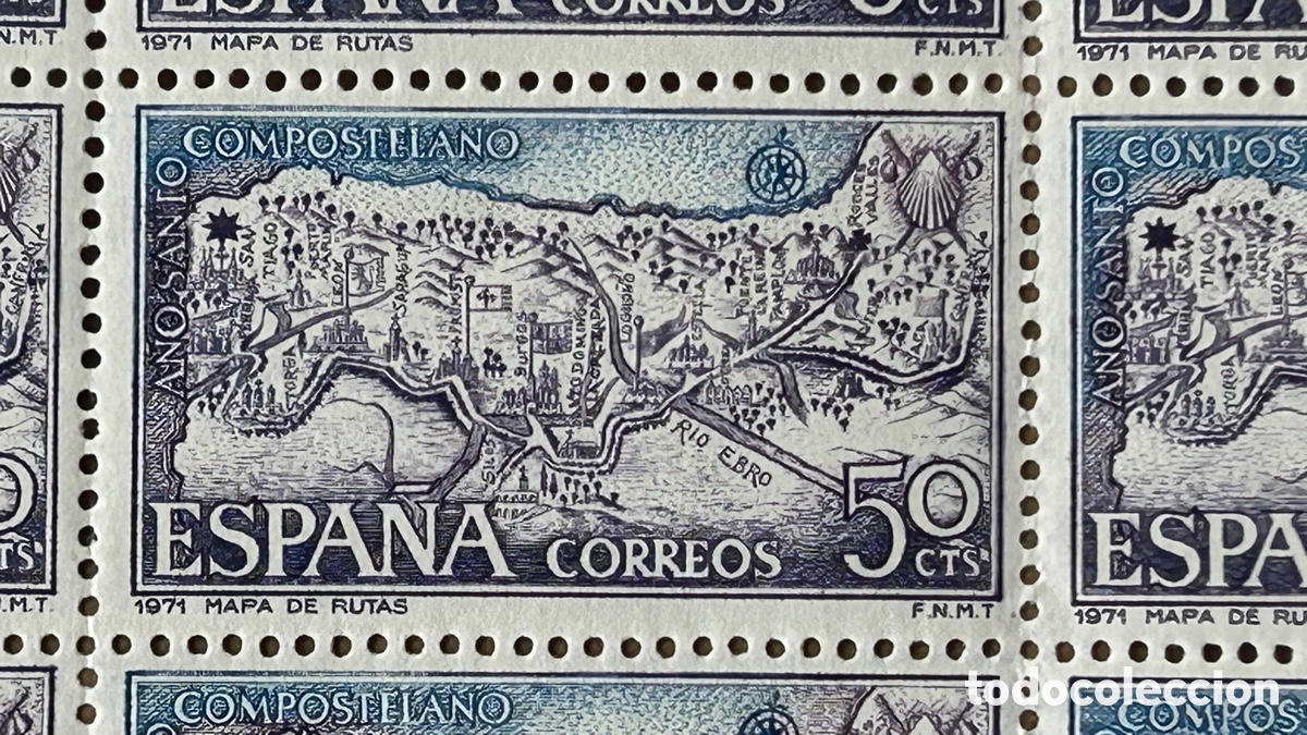 Sellos: Pliego sellos Espa&ntilde;a - Mapa de Rutas - 50cts - Foto 2