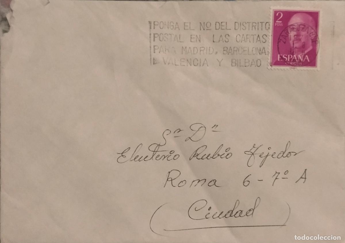 Sellos: CARTA CIRCULADA DE ZARAGOZA A ZARAGOZA EN 1975. - Foto 1
