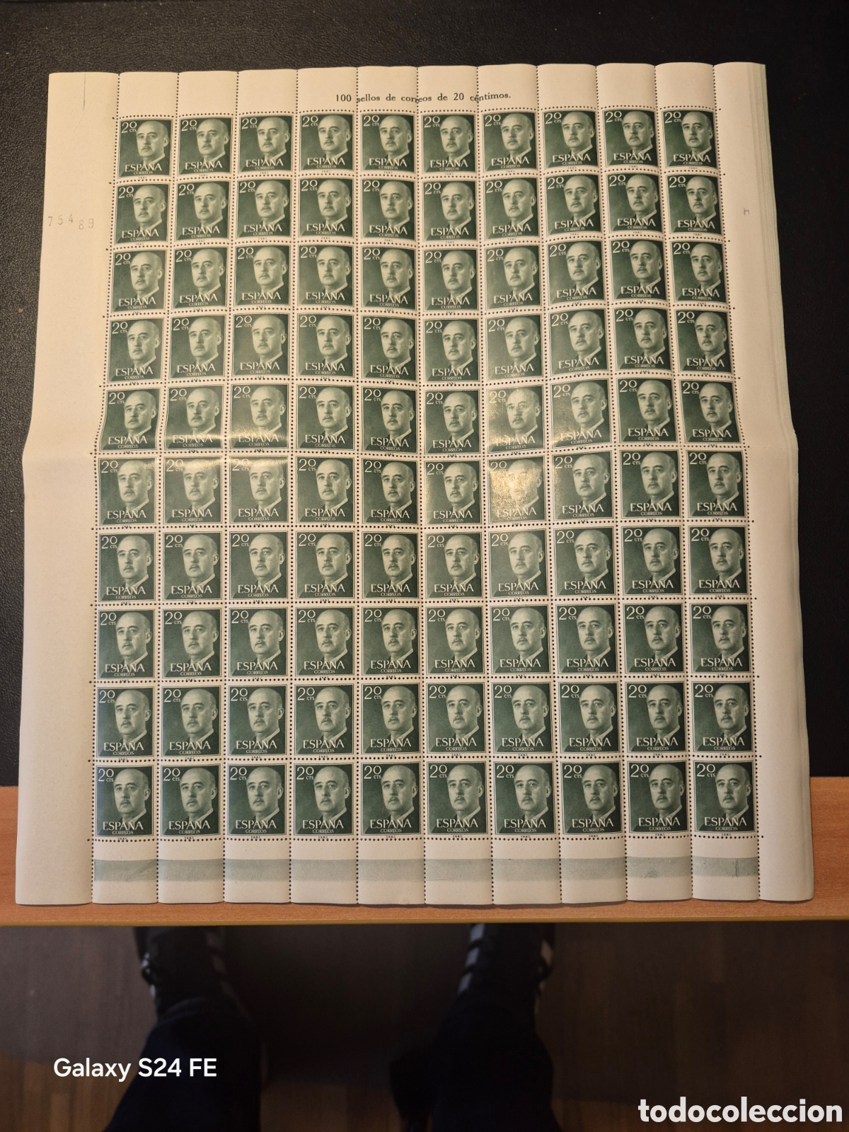 Sellos: Pliego 100 sellos edifil 1145 20 cts
