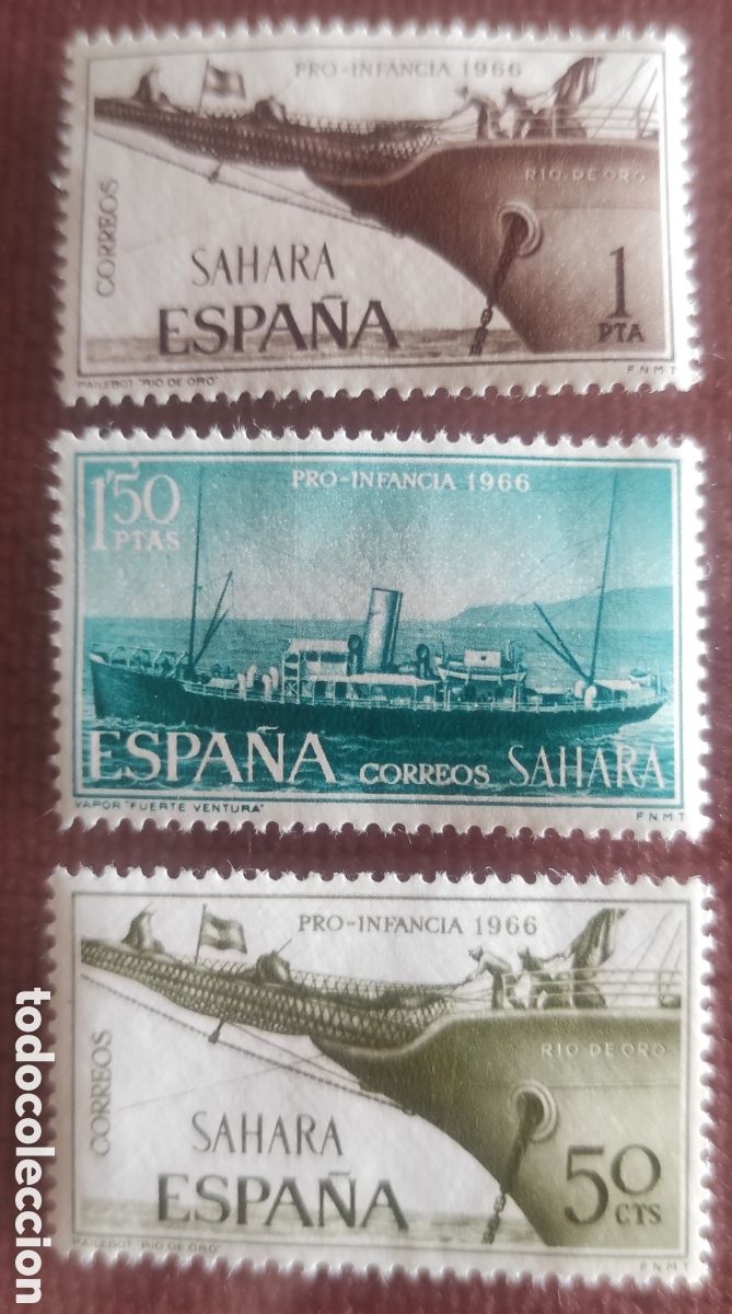 Sellos: 3 sellos sahara espa&ntilde;ol. Pro infancia 1966 - Foto 1