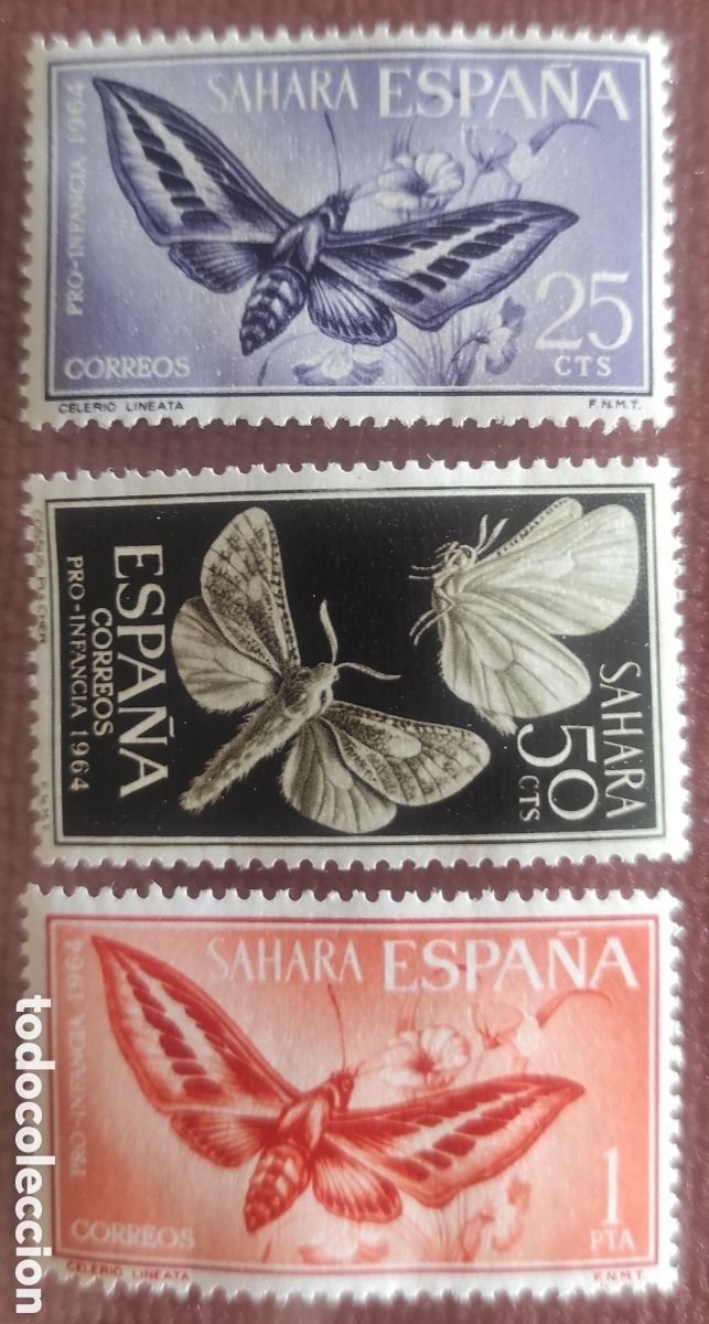 Sellos: 3 sellos sahara espa&ntilde;ol. Pro infancia 1964 - Foto 1