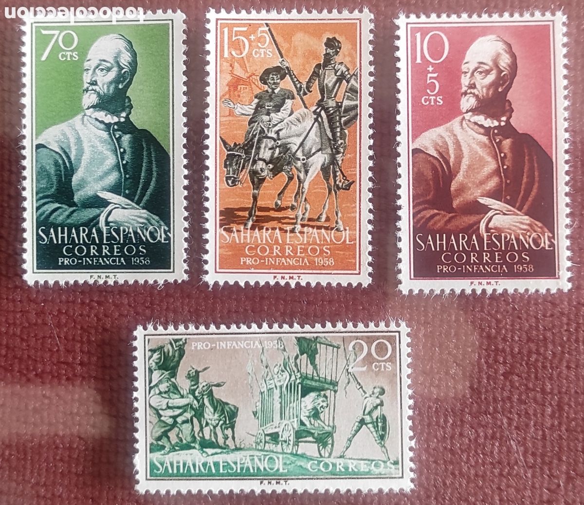 Timbres: 4 sellos sahara espa&ntilde;ol. Pro infancia 1958