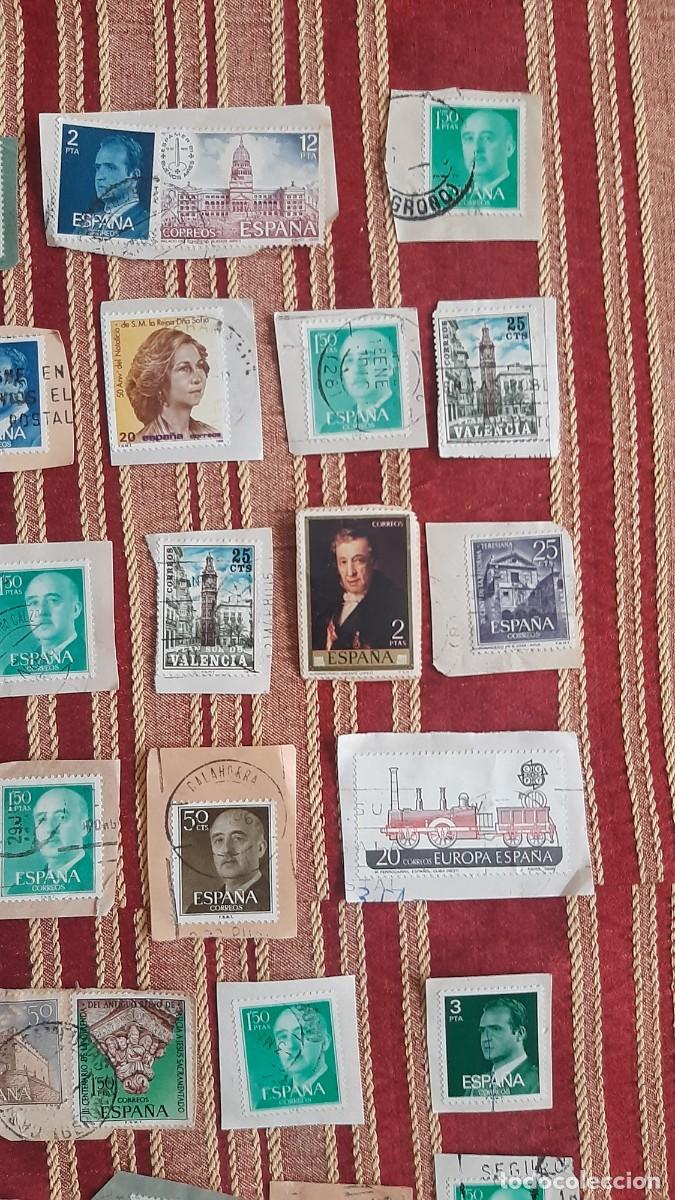 Sellos: (ESPA&Ntilde;A) LOTE DE SELLOS CON PAPEL EN USADO - Foto 8